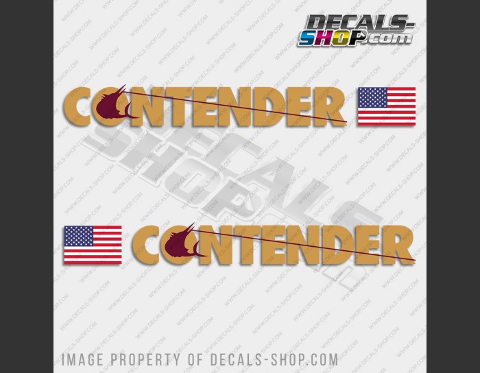 Contender Boat Logo USA Flag Yellow/Red Decals Set of 2 x 32" Contender Boat Logo USA Flag Yellow/Red Decals Set of 2 x 32"