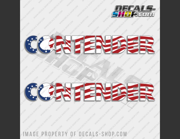 Contender Boat Logo Wavy USA Flag Decals Set of 2 x 26" Contender Boat Logo Wavy USA Flag Decals Set of 2 x 26"