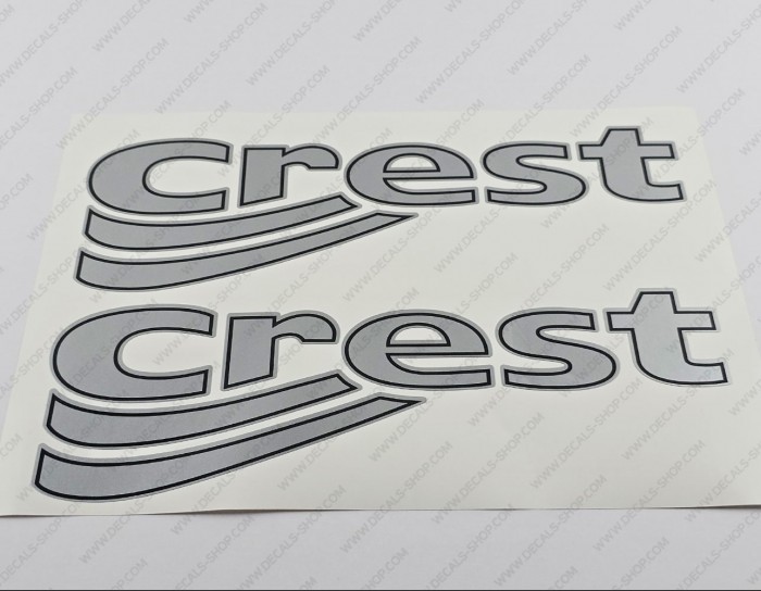Crest Super Sport Boat 2004 Logo Silver Decal Set of 2 Crest Super Sport Boat 2004 Logo Silver Decal Set of 2