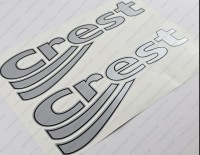 Crest Super Sport Boat 2004 Logo Silver Decal Set of 2