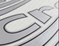 Crest Super Sport Boat 2004 Logo Silver Decal Set of 2