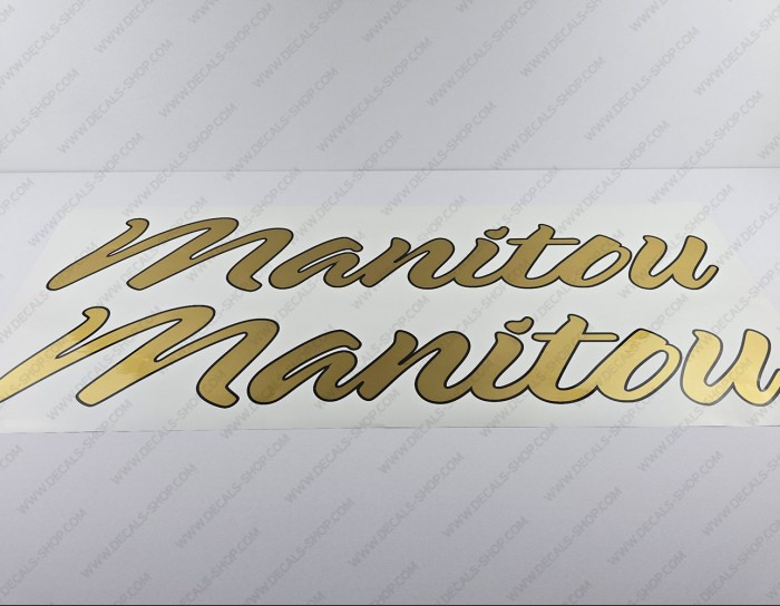 Manitou Boat Logo Gold Decal Set of 2 x 35" Manitou Boat Logo Gold Decal Set of 2 x 35"