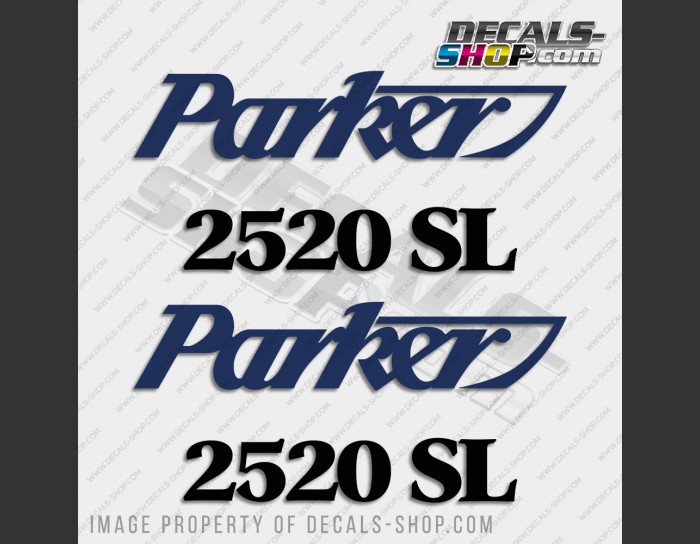 Parker 2520 SL Boat Logo Blue Decal Set of 2 x 9"