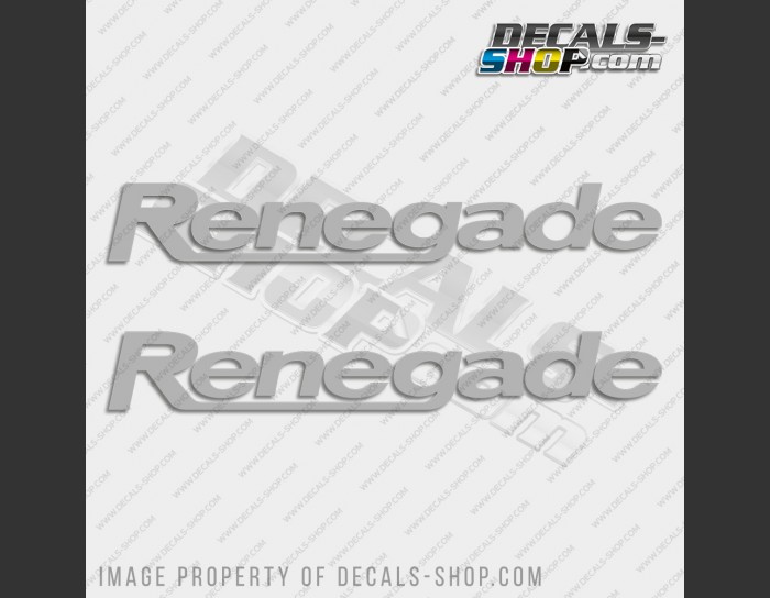 Renegade Boat Logo Silver Decal Set of 2 x 29"