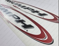 Triumph 190 Bay Boat 2005 Logo Red/Silver Decals Set of 2 x 39"