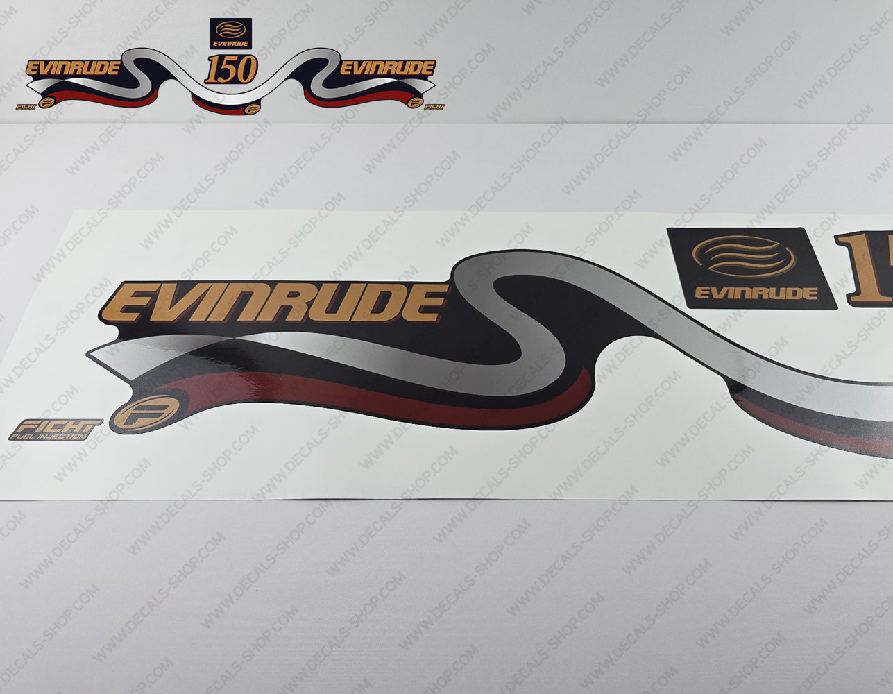 Evinrude 150hp Bombardier Outboard Decal Kit – Blue Cowl Graphics For 2002-2006 Engines – Made In USA