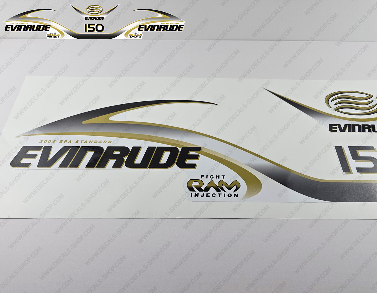 Evinrude 150HP Ficht RAM Injection 2001 White Cowl Outboard Decal Kit