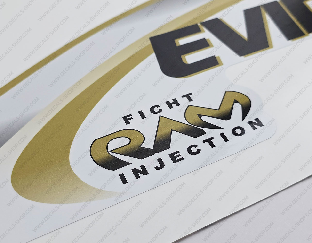 Evinrude 150HP Ficht RAM Injection 2001 White Cowl Outboard Decal Kit