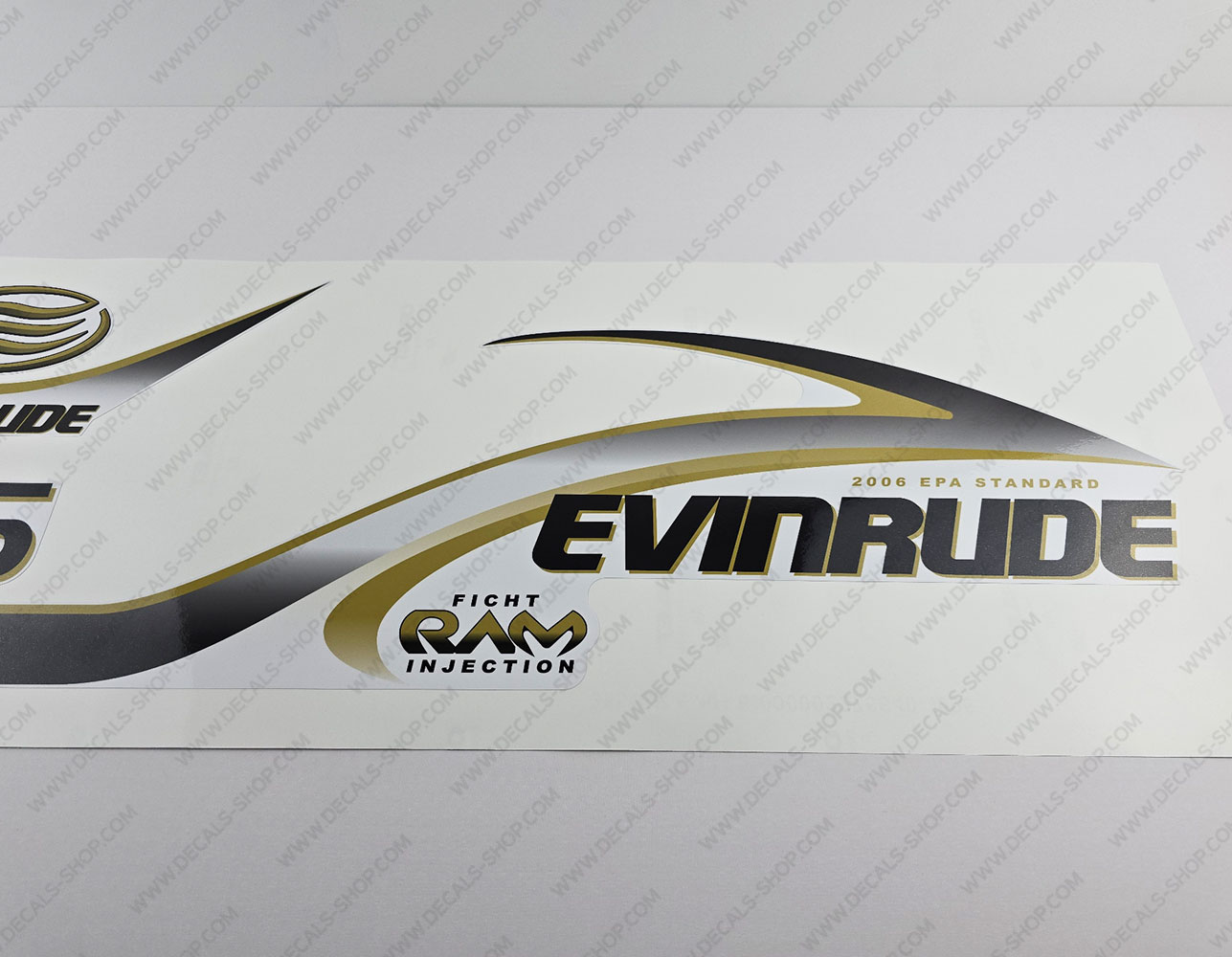 Evinrude 175HP Ficht RAM Injection 2001 White Cowl Outboard Decal Kit