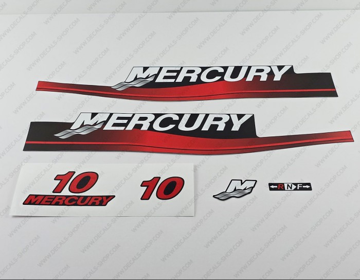 Mercury Outboard Decal Set – 2017 50hp 2-Stroke – Glossy Red – Replacement Stickers
