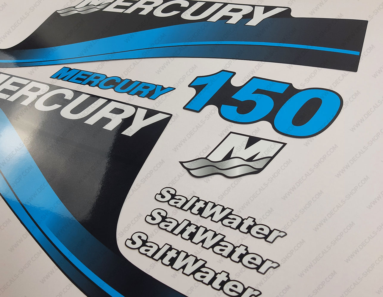 thumbnail image 2 of Mercury 150hp Saltwater Edition Outboard Decals – Blue Sticker Set 2 of 5