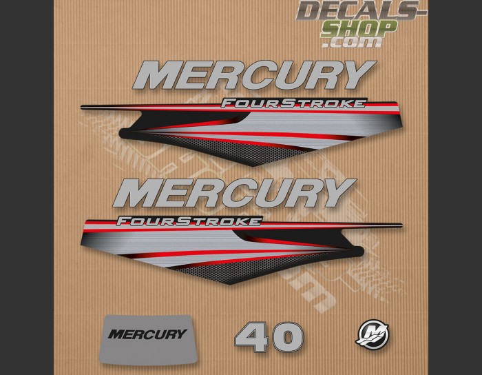 Mercury 40hp 4-Stroke EFI Decal Kit 1999-2004 (Red