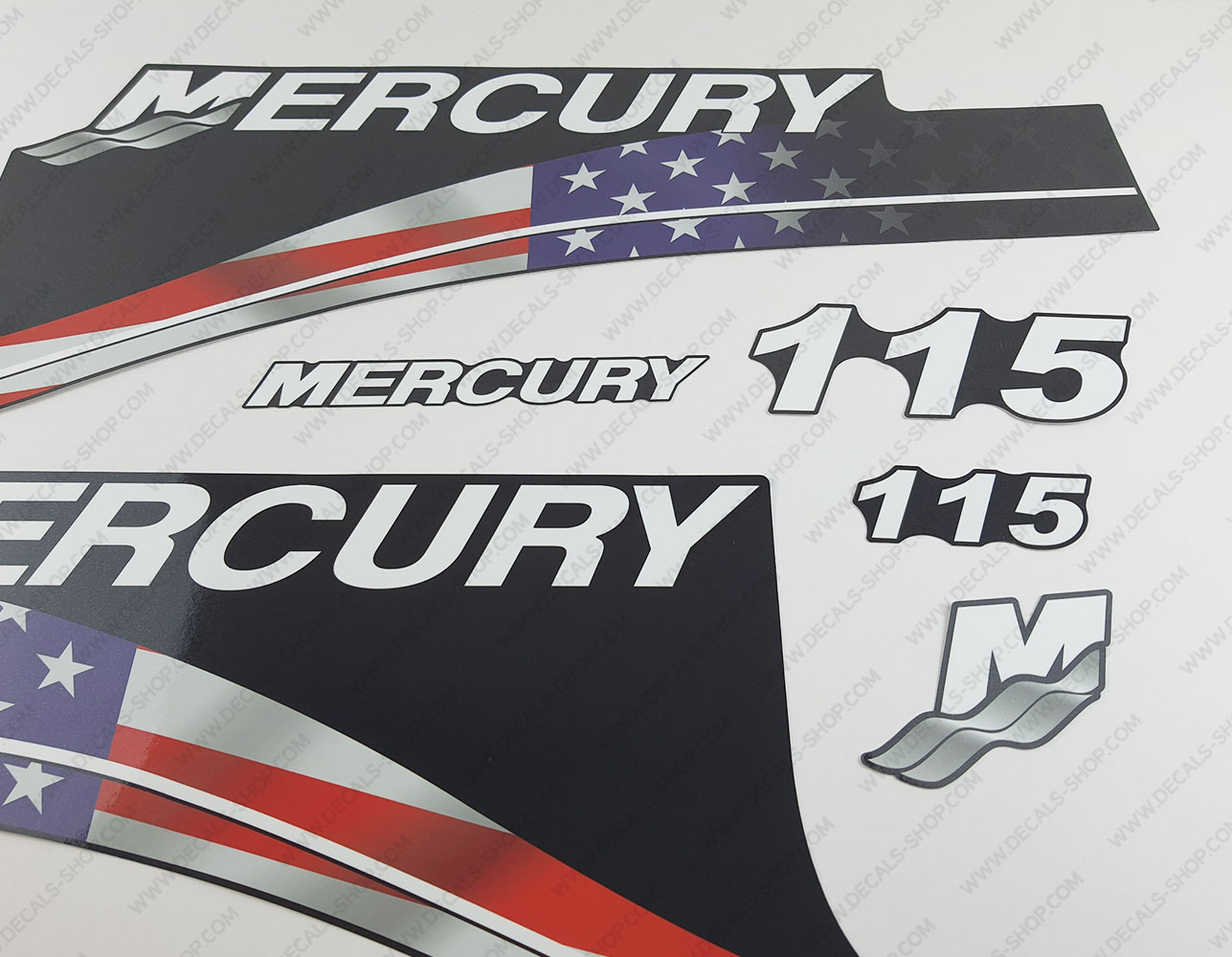 thumbnail image 2 of Blue Mercury 115 Hp Optimax Saltwater Outboard Engine Decal Sticker Set 2 of 6