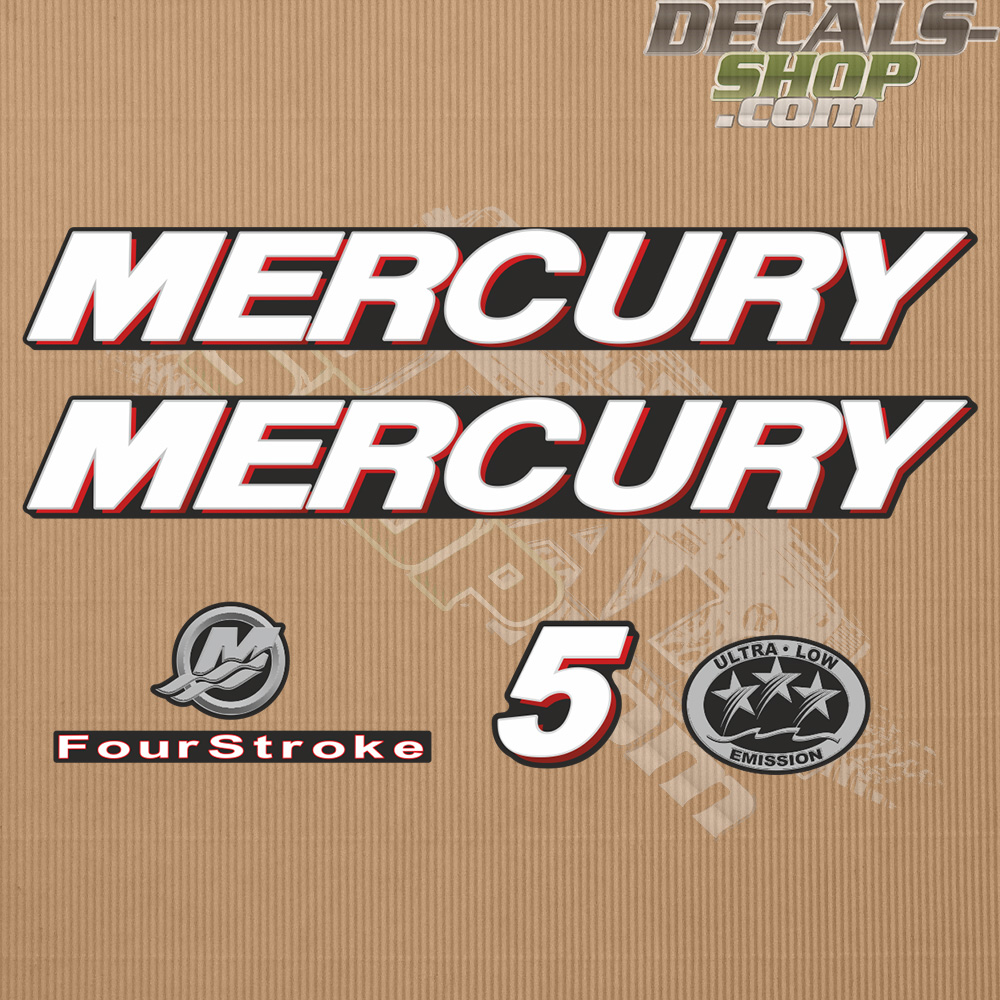 Discontinued Decals Mercury 5hp Outboard Decal Kit Blue/Red 1999-2006