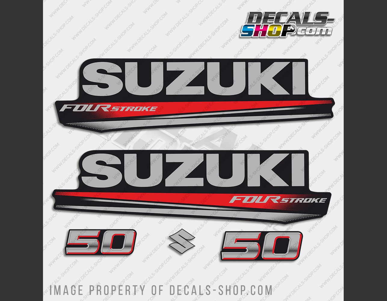 Replacement Decal Kit For Suzuki DF50 50hp FourStroke Outboard Engine - Made In USA