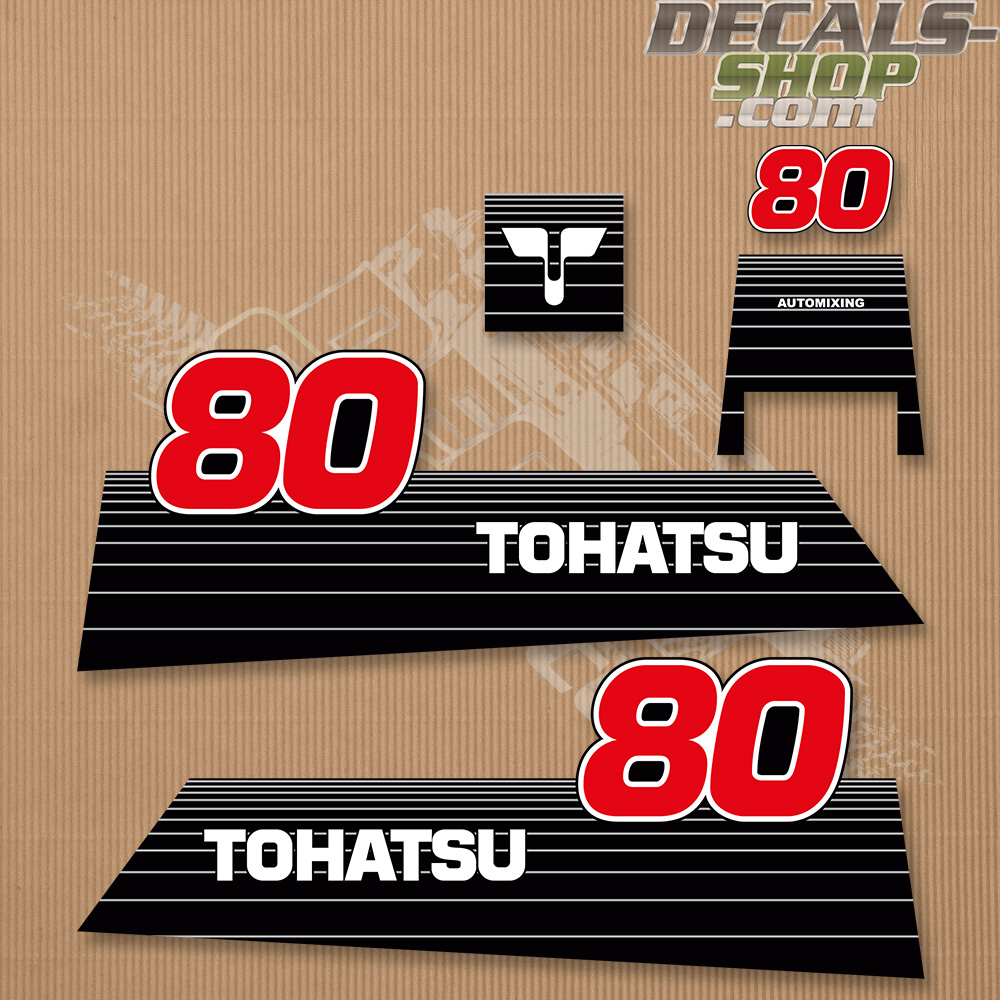thumbnail image 2 of Tohatsu 60hp AutoMix Outboard Engine Decal Kit – Cowl Graphics By OutboardGraphics.com 2 of 6